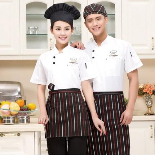 Chef Clothing Hotel Restaurant Chefs Work Clothes Short Sleeve Chef Jacket Chef Uniform Combed Food Service Customized