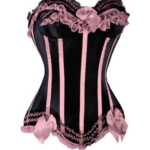 Wholesale Brocade Lace Up Boned Burlesque Gothic Corset Satin Bustier Corsetlet Sexy Lingerie Shaper espartilho Plus Size S-6XL