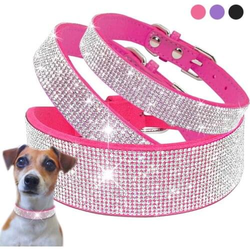 Bling Rhinestone Dog Cat Collars Leather Pet Puppy Kitten Collar Walk Leash Lead For Small Medium Dogs Cats Chihuahua Pug Yorkie