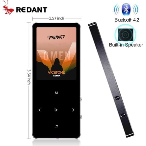REDANT MP3 Player Bluetooth With Built-in Speaker 1.8 inch Screen Touch Keys Radio Voice Recorder E-Book Portable Metal Walkman
