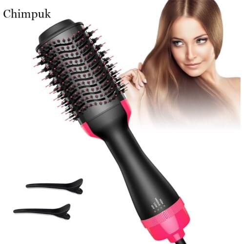 Dropshipping 2 IN 1 One Step Hair Dryer Hot Air Brush Hair Straightener Curler Comb Electric Blow Dryer brush hair styling tools