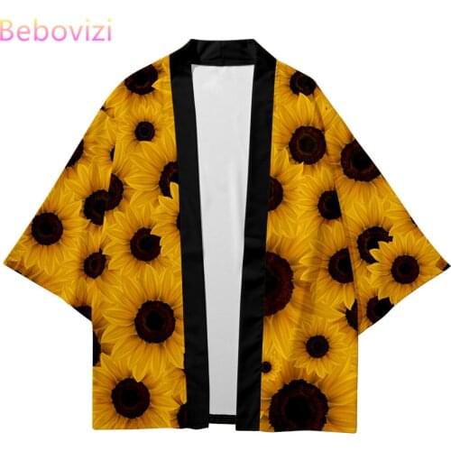 Plus Size XXS-6XL 5XL Sunflower Loose Japanese Streetwear Cardigan Women Men Harajuku Haori Kimono Cosplay Top Yukata Clothes