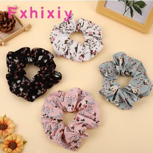 New Sweet Chiffon Ponytail Holder Hair Tie Floral Scrunchies Flower Print Hair Rope Elastic Hair Rubber Band Hair Accessories