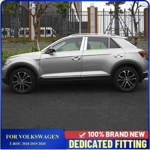 Car Styling For Volkswagen TROC T-Roc 2018 2019 2020 Stainless Steel Window Center Pillars B + C Pillar Cover Trims