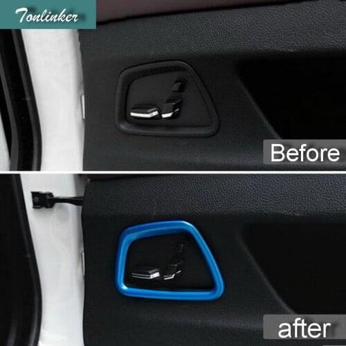 Tonlinker 1 PCS Car DIY NEW Zinc Alloy Rear Seat Button Boss Key Light Box Cover Case Stickers for Bmw 5 Series 520li 525li