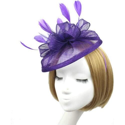 1PC Fashion Women Feather Mesh Floral Fascinator Headband Hair Clip Accessories Band Cocktail Party Hat Wedding Accessories