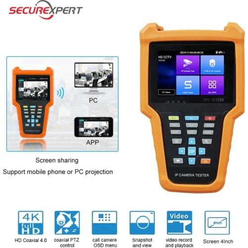 4 inch HD CCTV tester ip camera tester monitor ipc poe testers for CCTV Video Camera tester monitor 4K TDR cable POE with HDMI