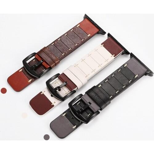 40mm 44mm 38mm 42mm Genuine Leather Replacement Strap for Apple Watch Band Series 5 4 3 2 1 High Quality Flexible Bracelet Link
