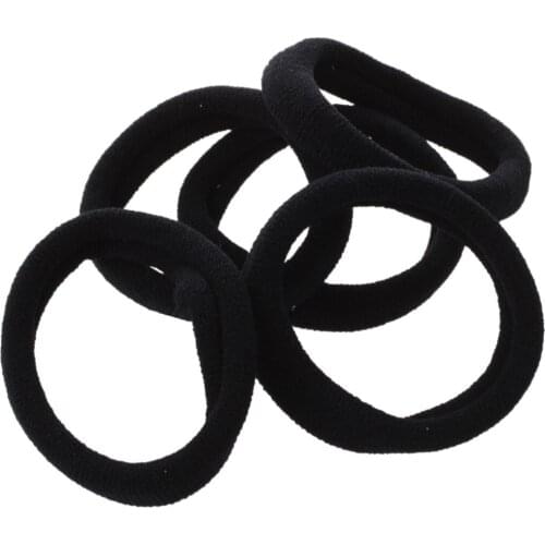 5 Pcs Black Stretchy Band Hair Tie Ponytail Holders