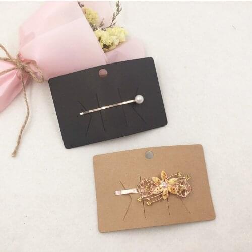 Hair Accessories Hair Clip Jewelry Display Cards Classic Blank Square Paper Card 50Pcs Brown Black Packing Labels Card 10x6.5cm