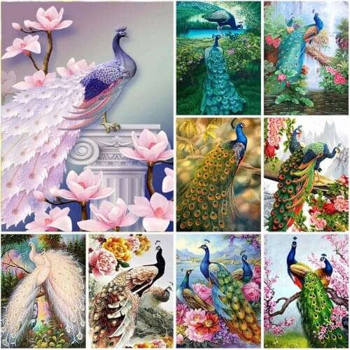 DIY Peacock 5D Diamond Painting Full Square/Round Drill Mosaic Embroidery Animal Cross Stitch Home Decor Christmas Gift