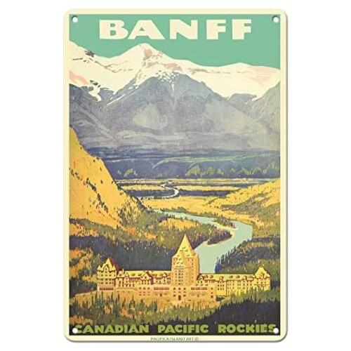 Banff, Canada - Rockies - Canadian Pacific Railway - Railroadc.1925 Metal Tin Sign