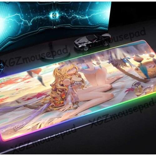 XGZ Large RGB Mouse Pad Black Lock Edge Comic Sexy Swordsman Sdorica Custom Computer Desk Mat Rubber Non-slip 900x400 / 800x300
