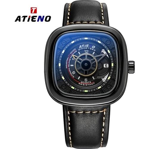 Watches Mens 2020 Unique Design Mens Luxury Modern Male Leather Hip Popular Mens Quartz Watch Wristwatches For Men Watch Man