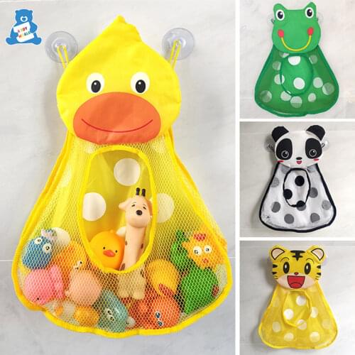 Baby Bath Toys Cute Duck Frog Mesh Net Toy Storage Bag Strong Suction Cups Bath Game Bag Bathroom Organizer Water Toys for Kids