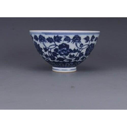 Antique MingDynasty porcelain bowl,Blue & white flower lotus petals bowl,Hand-painted crafts,Collection&Adornment,Free shipping