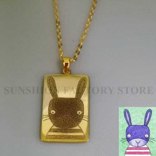 Customized Childrens Drawing Necklace Kids Artwork Personalized Custom Photo LOGO Pendant Necklace Jewelry Gift