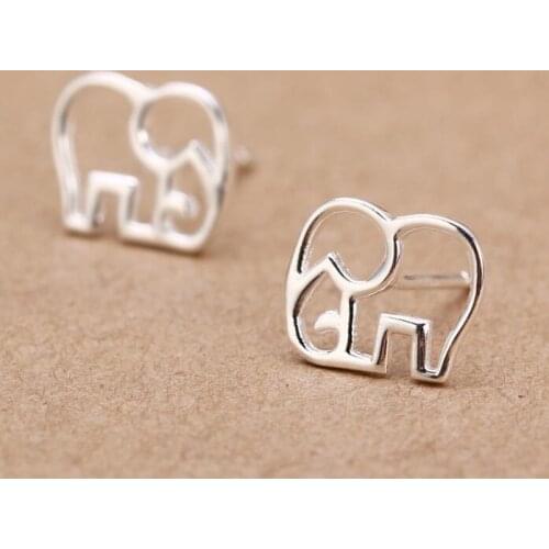 Jisensp Fashion Cute Tiny Elephant Stud Earrings Gift for Girls Friend Kids Lady Brincos Vintage Jewelry Simple Animal Earings