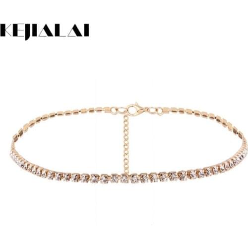 KEJIALAI Simple Collar Neckalce Women Two Color Chokers Necklaces Rope Crystal Necklaces Fashion Jewelry QD-N5612