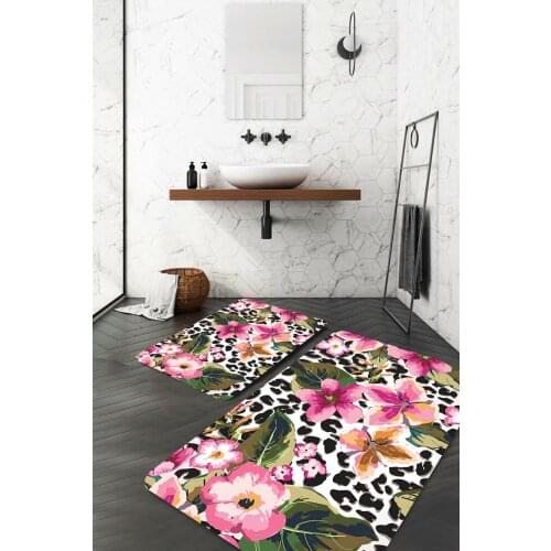 Leopard Floor Pink Flower Bath Mat