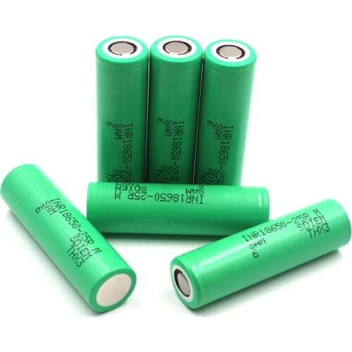 C&P Li-Ion 2500mAh 4 Pieces 18650 INR18650 25R High Tool Power Battery Cell Max Continue Discharge Current 20A 3.6V 2.5Ah 10C