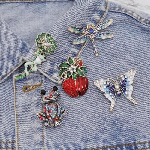 Fashion Handmade Colorful Butterfly Couple Birds Dragonfly Crystal Rhinestone Brooch Pin Crystal Jacket Denim Badge Child Gift