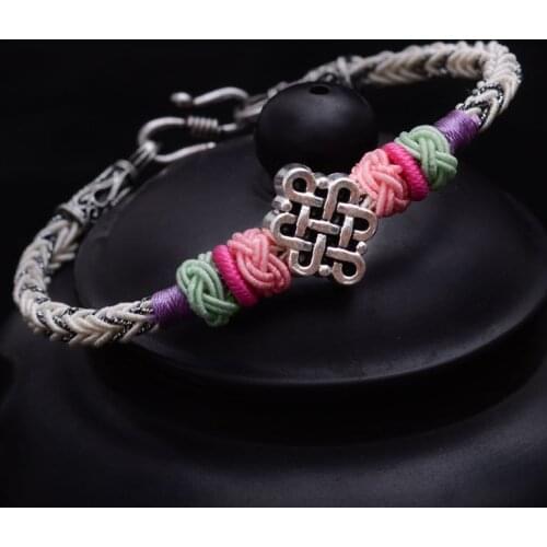 BOEYCJR Vintage Peace knot Bangles & Bracelets Fashion Jewelry Handmade Colorful Braided Rope Bracelet for Men For Women
