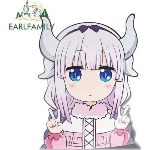 EARLFAMILY 13cm x 9.8cm for Kanna Kamui Car Stickers Cartoon Scratch-Proof Decals Waterproof Refrigerator Helmet Decor Car Goods