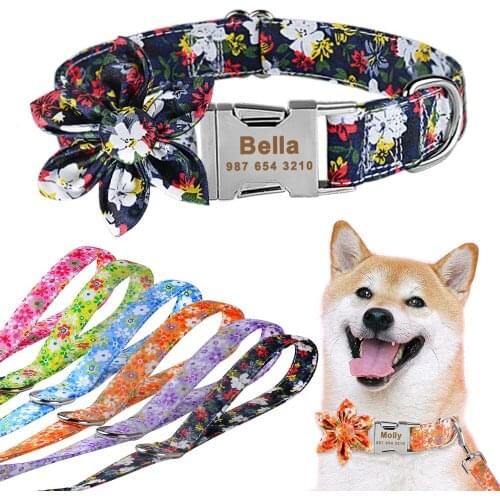 Custom Dog Collars Nylon Personalized Pet Dog Tag Collar Lead for Small Medium Large Dogs Leash and Collar Set Harness Dog Leash