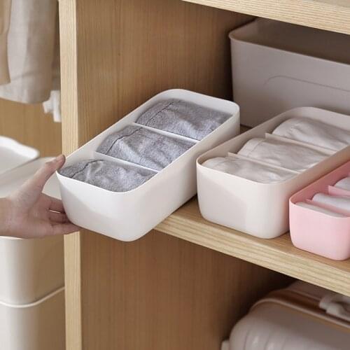 Brief Plastic Grids Storage Box Wardrobe Organizer Socks Underwear Bras Ties Sorting Container Desktop Makeup Organizer Tools