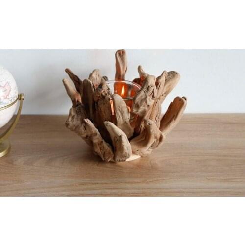 Original solid wood candle holder glass creative decoration Nordic restaurant desktop display photography romantic props gifts