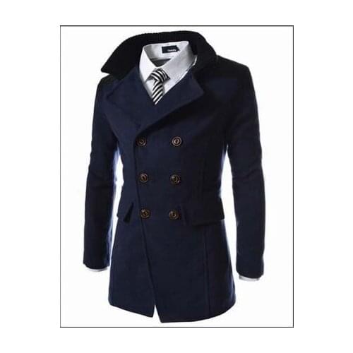 Autumn Winter Windbreaker Double-breasted Trench Men Jacket Fashion Lapel Double-sided Woolen Mid-length Men Coat Hot Sale