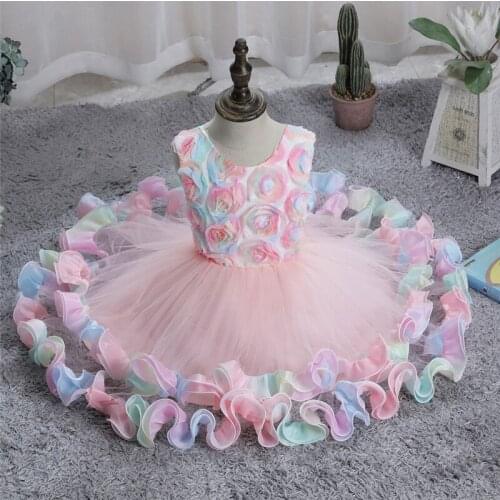 2-10Y Toddler Baby Girls Infant Princess Flower Dress Baby Girls Wedding Dress Cake Tutu Kids Party Vestidos for Birthday
