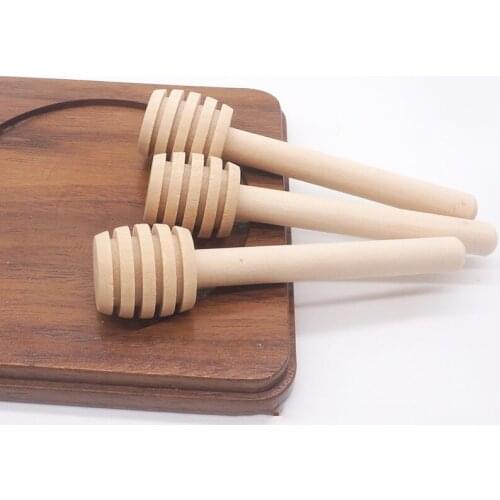 8cm Wood Honey Stir Bar Practical Long Handle Honey Mixing Stick Jar Spoon Supplies For Coffee Milk Tea Kitchen Tool 10Pcs/Lot