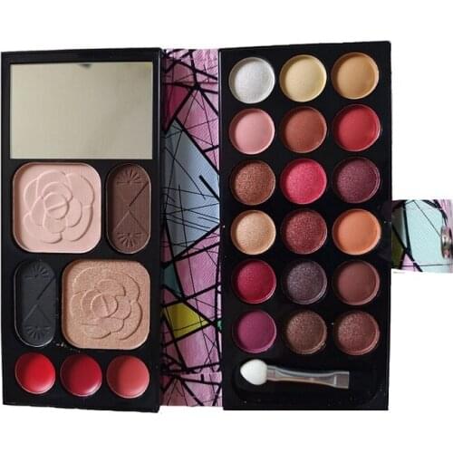 Rose 2 Katlı çanta 1 taraf göz farı +fırçası 1 taraf aydonlatıcı ruj kaş farı seti