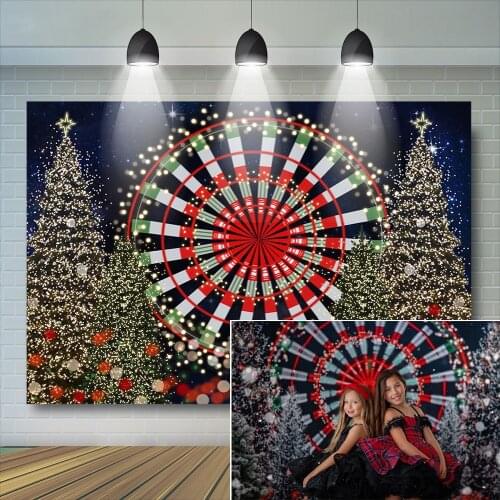 Christmas Ferris Wheel Photography Backdrop Kids Child Portrait Christmas Trees Snowy Snowflake Baby Props Kids Girl Photostudio