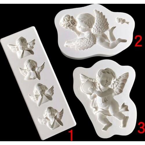 Holding Flowers and Drumming Angel Cake Decoration DIY Chin-supporting Chocolate Plaster Mould 15-849