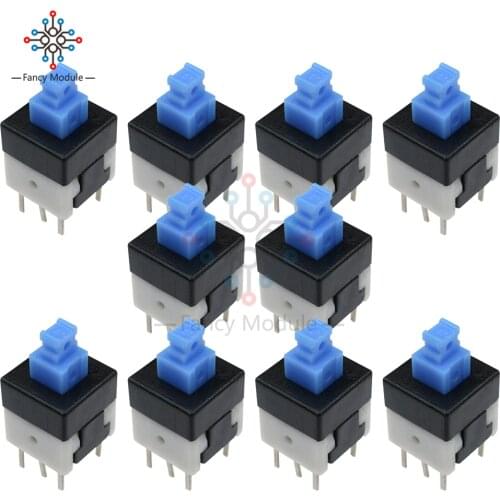 20pcs 8X8mm Cap Self-locking Type Square Blue Button Switch Control