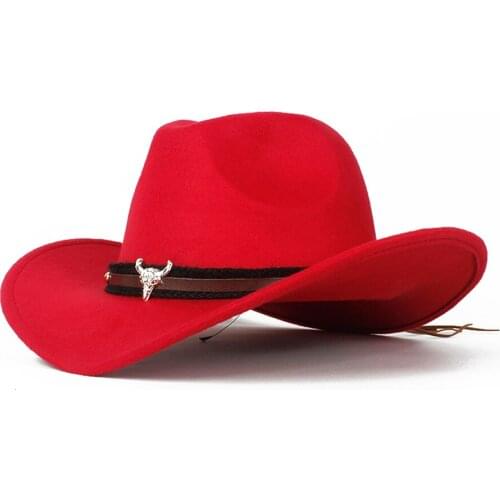 2019 Child Kids Wool Hollow Western Cowboy Hat Roll-up Brim boy girl Outblack Sombrero Hombre Jazz Cap