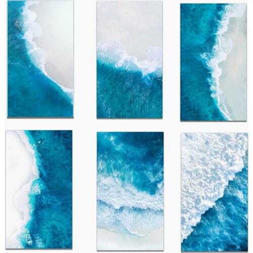 Nordic Sea Wave Seaside Spindrift Poster Canvas Print Painting Wall Art Living Room Home Decoration