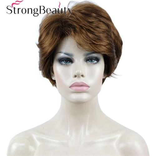 StrongBeauty Short Fluffy Natural Wave Wig Synthetic Hair Women Capless Wigs