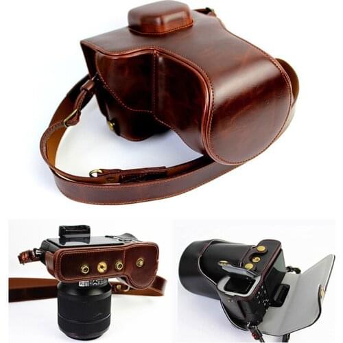 Portable PU Leather case Camera Bag For Sony ILCE-7M2 A7II A7 II A7R Mark II 2 A7RII A7RM2 with bottom opening and strap