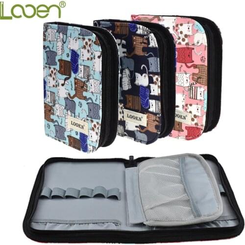 Newest Crochet Hook Pouch Cute Cats Style Storage Bag Empty Box Knitting Kit Case Organizer Bag For Sewing Crochet Needles Tool
