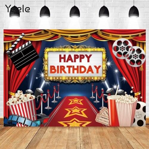Yeele Red Curtain Carpet Film Movie Cinema Baby Birthday 80s 90s Party Photography Backdrops Vinyl Photo Background Photophone
