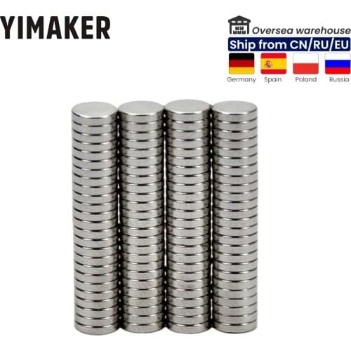 YIMAKER 100pcs Round Diameter 5mm x 1mm Strong Magnetic Rare Earth Neodymium Magnets Teaching NdFeB Magnets For DIY