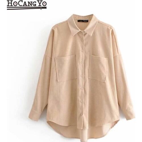 Womens Tops and Blouses Oversized Corduroy Shirt Blusas Mujer De Moda Boyfriend Style Shirt Woman Clothes Elegant Tops Shirts