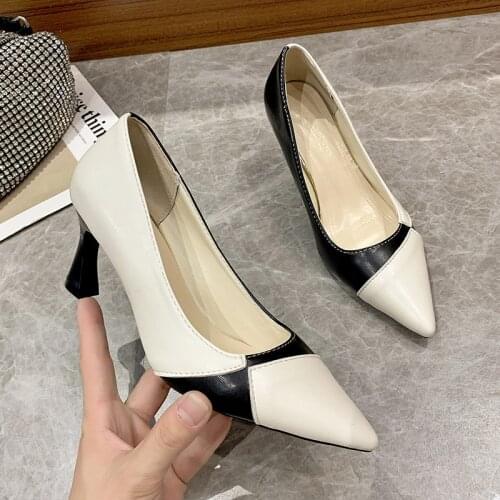 Brand Women Fashion Pointed Toe High Heels Ladies High Quality Leather Heel Wedding Shoes Pumps