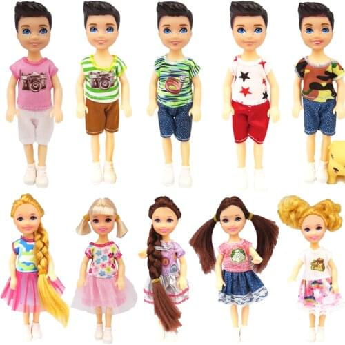 NK 1 Set Doll 5 Movable Jointed Mini Doll 14 cm Cute Doll+Shoes+Outfit For Kelly Doll Male Boys Doll Girls Gift Baby Toys JJ