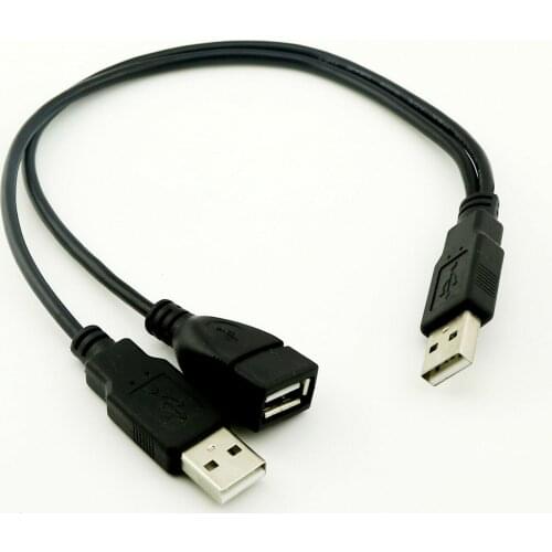 10pcs USB 2.0 A Male To USB A Female + Male Y Splitter Hub Power Cord Adapter Cable 30cm