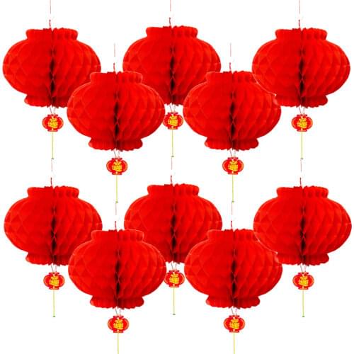 100 Pieces 8 Inch Waterproof Plastic Red Chinese Festival Lanterns For Wedding Birthday Party Outdoor Decoration Hanging Lantern